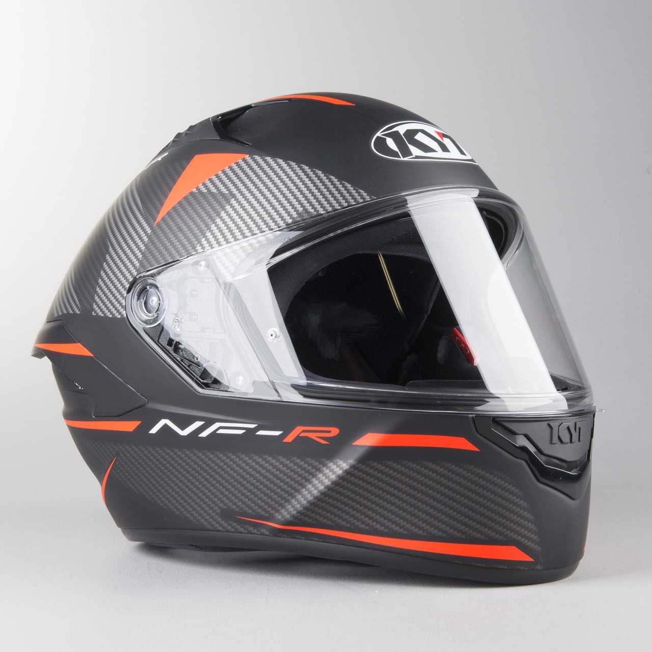 Casco integrale moto KYT NF-R Logos nero opaco arancione matt black orange helmet casque