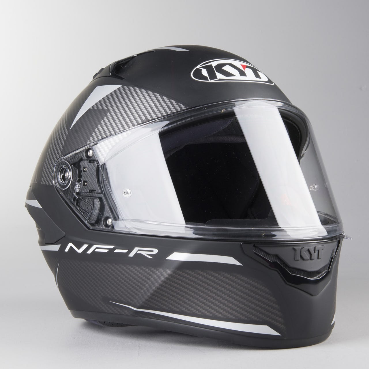 Casco integrale moto KYT NF-R Logos nero opaco grigio black matt grey helmet casque