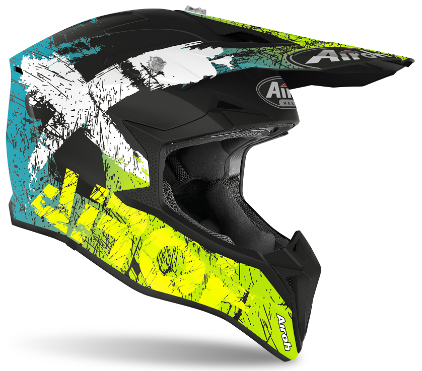 Casco moto cross enduro motard off road Airoh Wraap Smile giallo yellow matt WRSM31 helmet casque