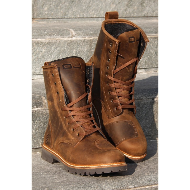 Scarpe Stivaletti moto Oj Anfibio Sound marrone dark brown vintage scrambler cafe racer custom shoes boots
