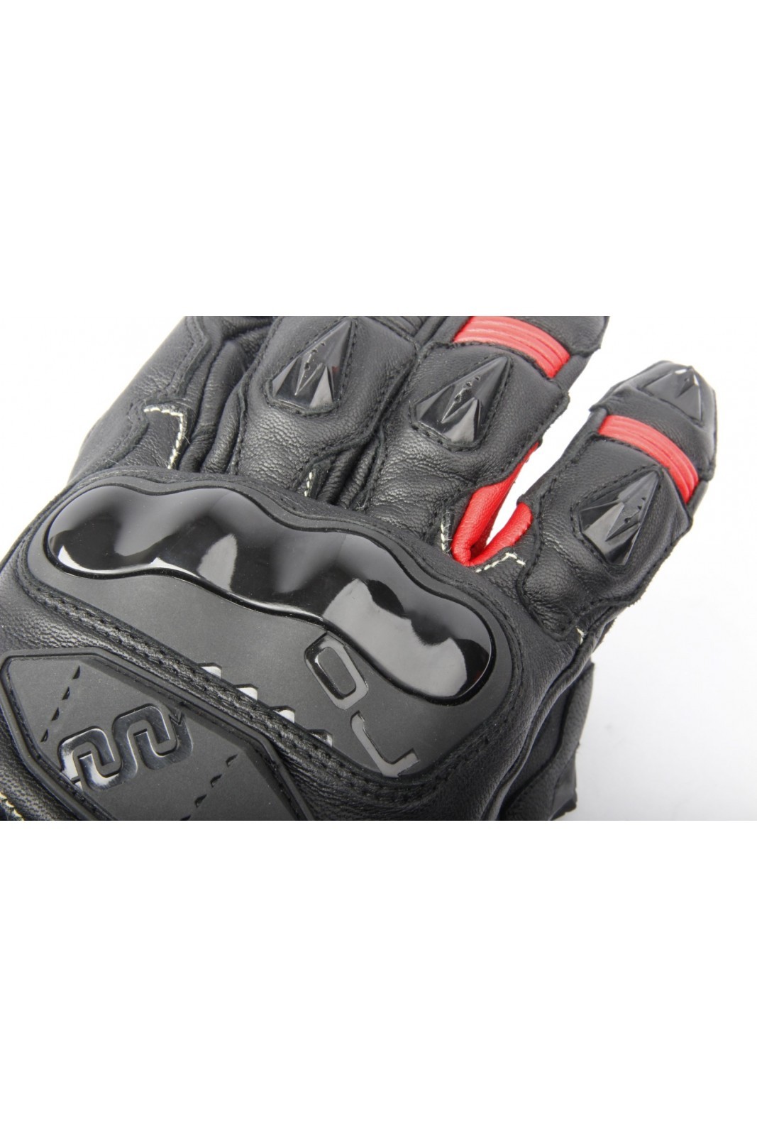 Guanti lunghi pelle moto racing pista Oj Feat nero black long leather gloves