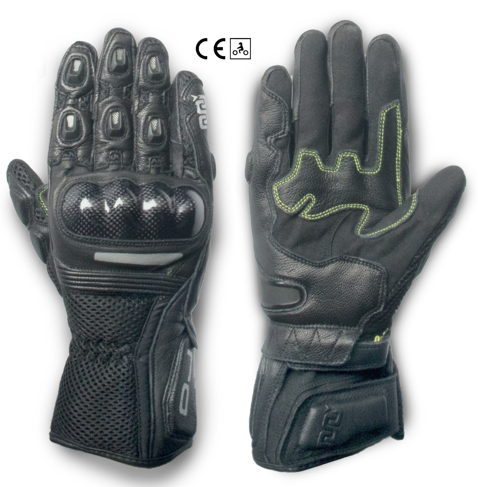 Guanti pelle moto primavera estate Oj Hit nero black spring summer leather gloves