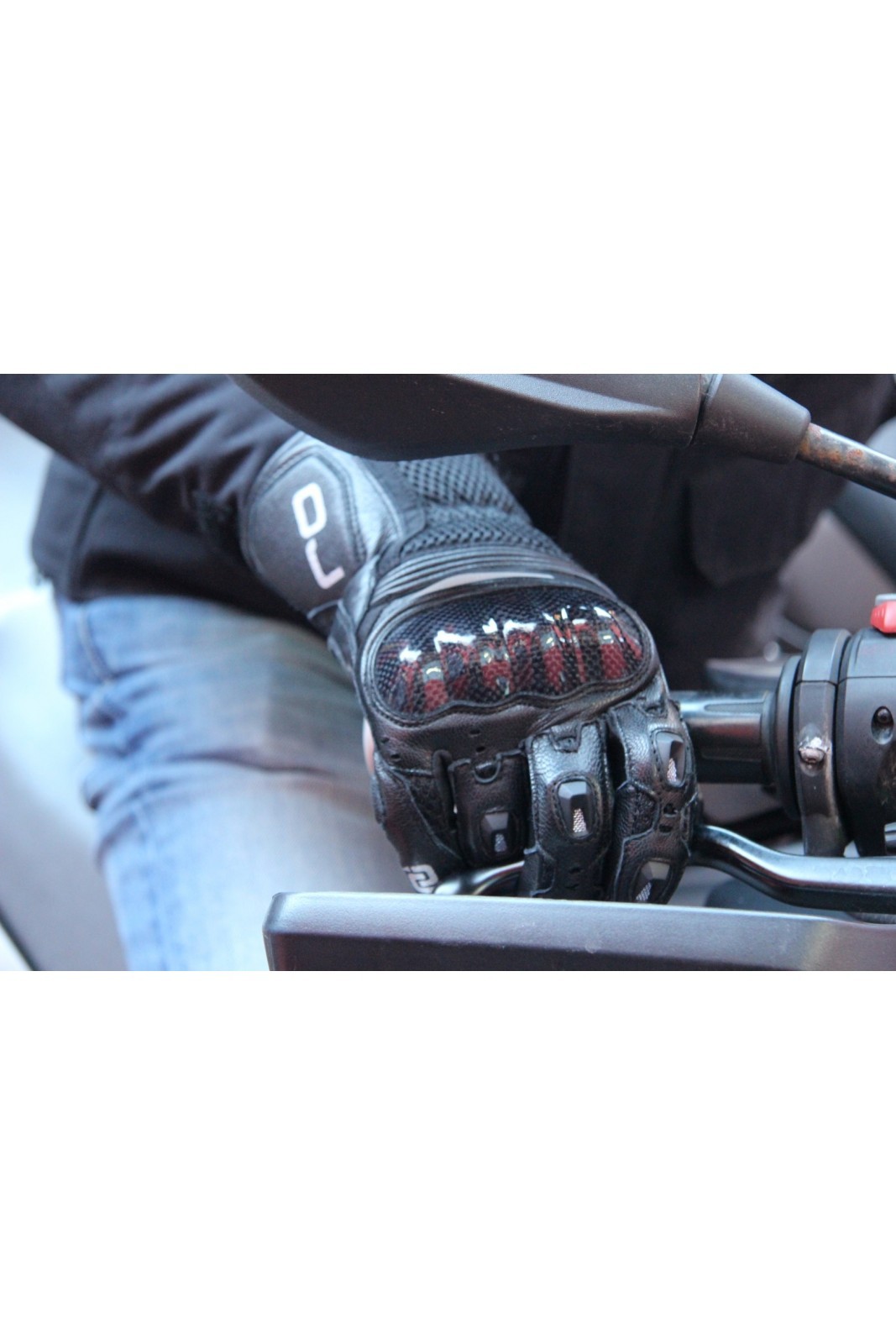 Guanti pelle moto primavera estate Oj Hit nero black spring summer leather gloves