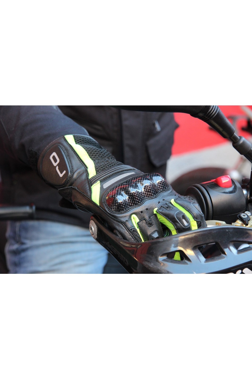 Guanti pelle moto primavera estate Oj Hit nero giallo black yellow spring summer leather gloves