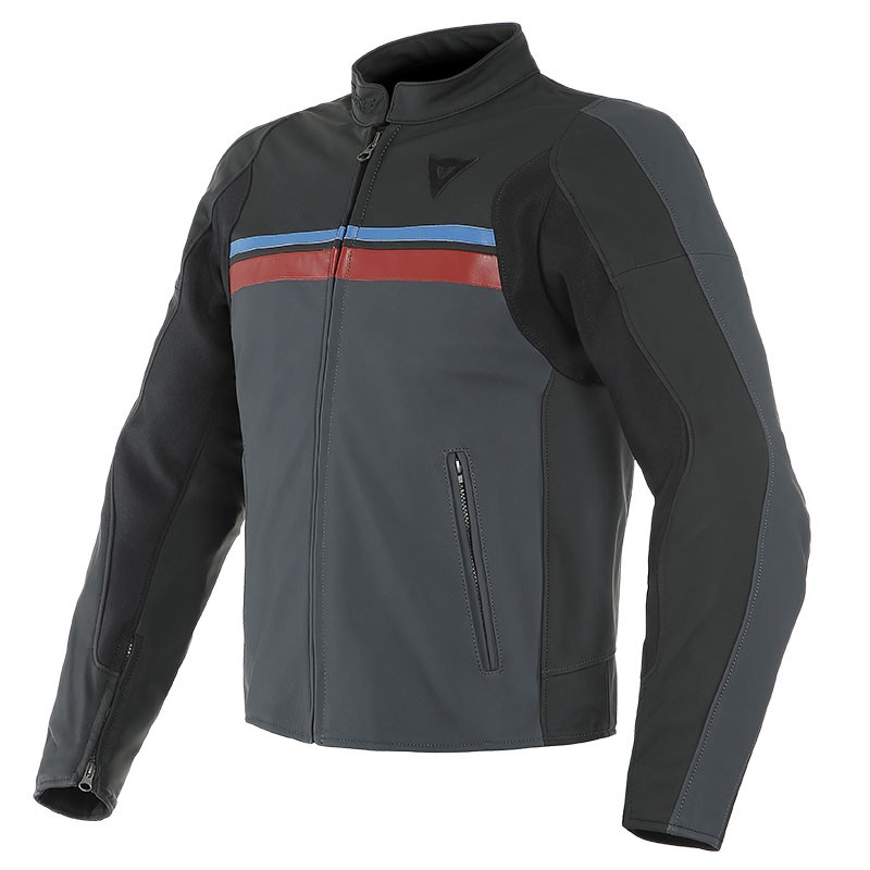 Giacca pelle Dainese HF-3 black red blu leather jacket