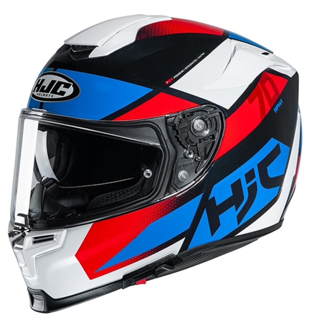 Casco integrale moto fibra Hjc Rpha 70 bianco rosso blu Mc21 white red blue helmet casque