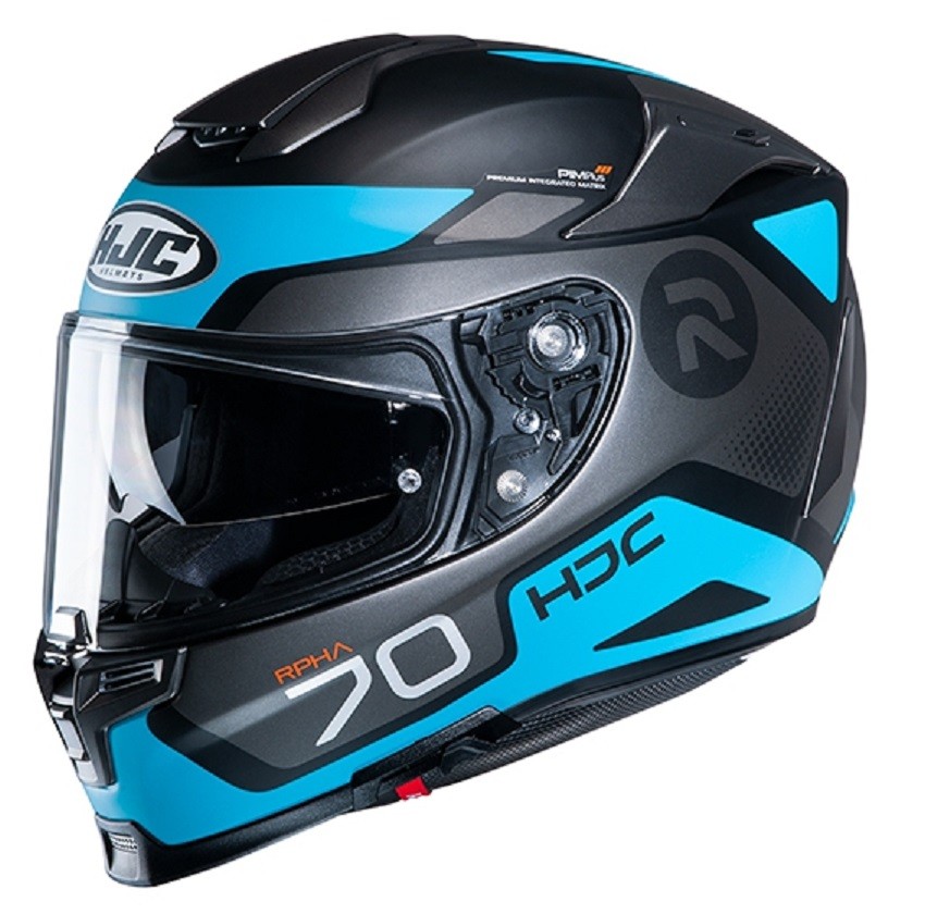 Casco integrale moto fibra Hjc Rpha 70 Shuky nero grigio azzurro Mc4sf black grey azzurre helmet casque