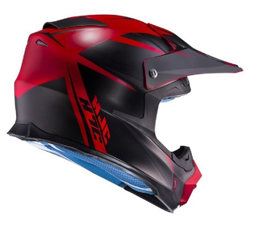 Hjc Fx-cross Axis Mc1sf nero opaco rosso matt black red Casco motocross enduro offroad motard fibra fiber helmet casque