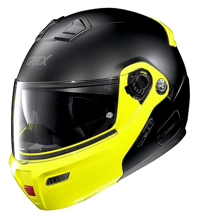 Casco modulare apribile moto Grex G9.1 Evolve Couple 31 nero opaco giallo matt black yellow flip up helmet casque