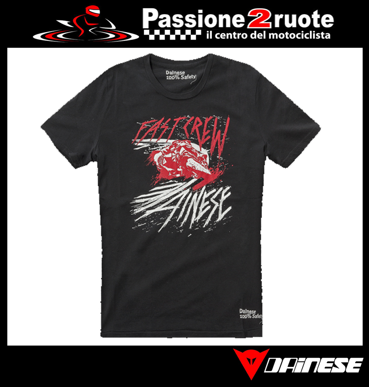 T-shirt moto Dainese Fast Nero rosso black red