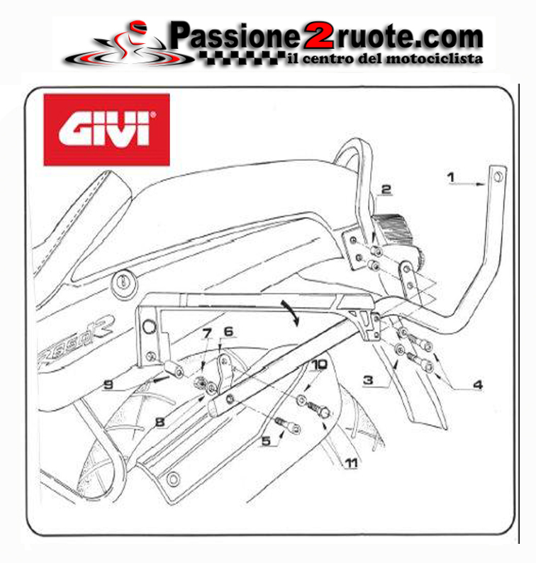 Attacco bauletto posteriore Bmw R850 R Givi 635F rear rack
