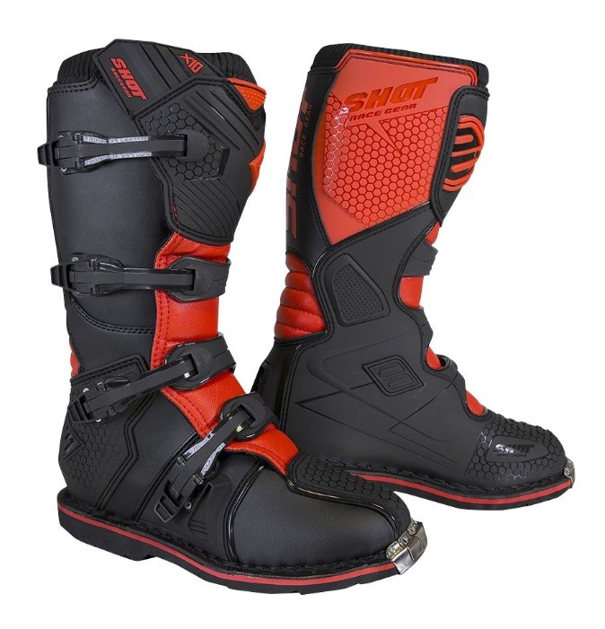Stivali moto cross Shot X10 2.0 nero rosso black red off road enduro motard boots