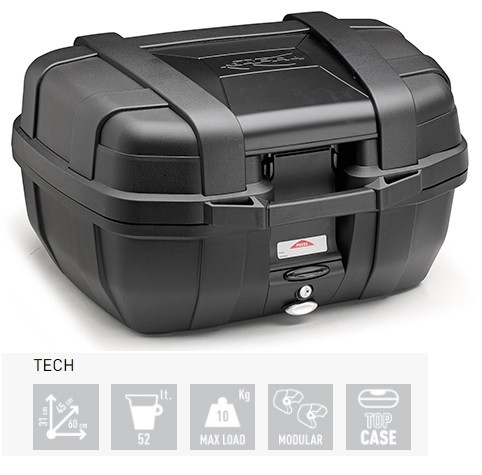 Top Case Valigia Bauletto moto posteriore Kappa KGR52N Garda 52 litri nero black line