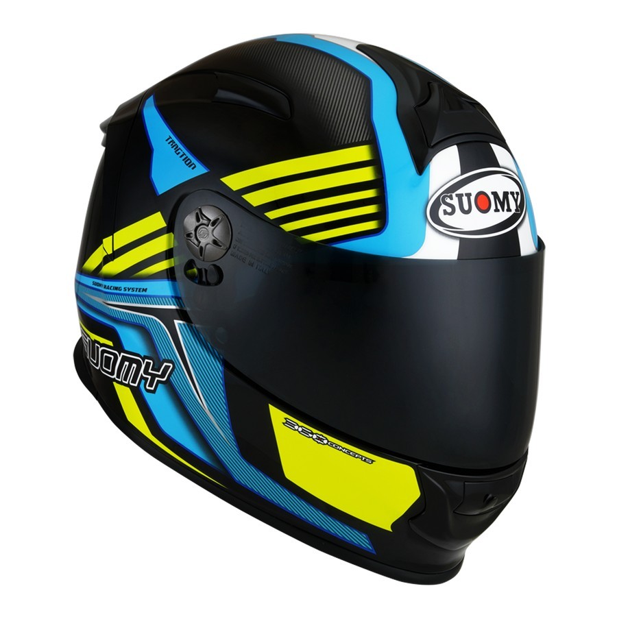 Casco integrale moto racing pista corsa Suomy Sr Sport Attraction Azzurro giallo light blu yellow helmet casque