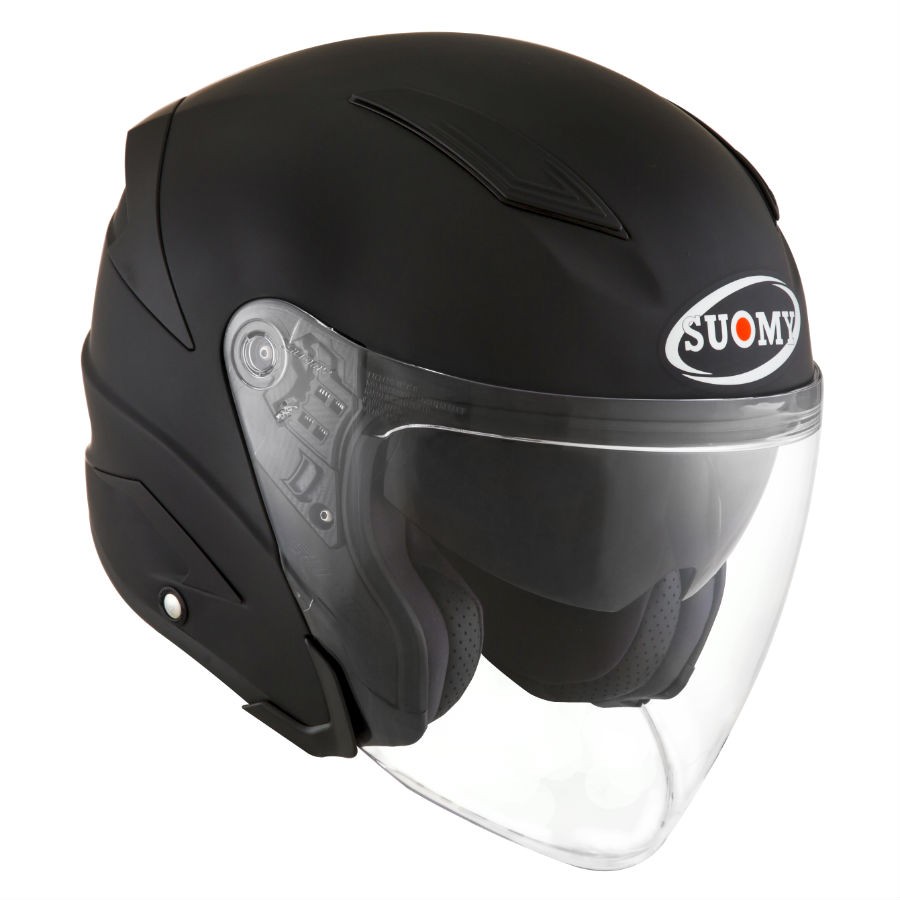 Casco jet fibra moto Suomy Speedjet nero opaco mat black helmet casque