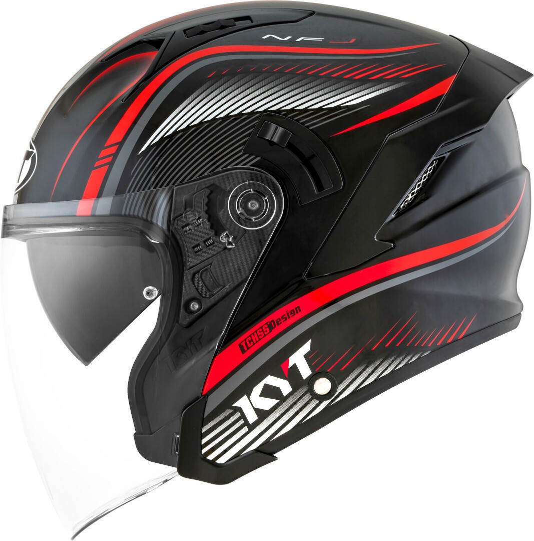 Casco jet KYT NF-J Radar red helmet casque