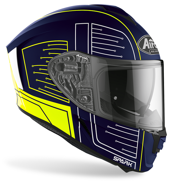 Casco integrale Airoh Spark Cyrcuit blu matt helmet casque