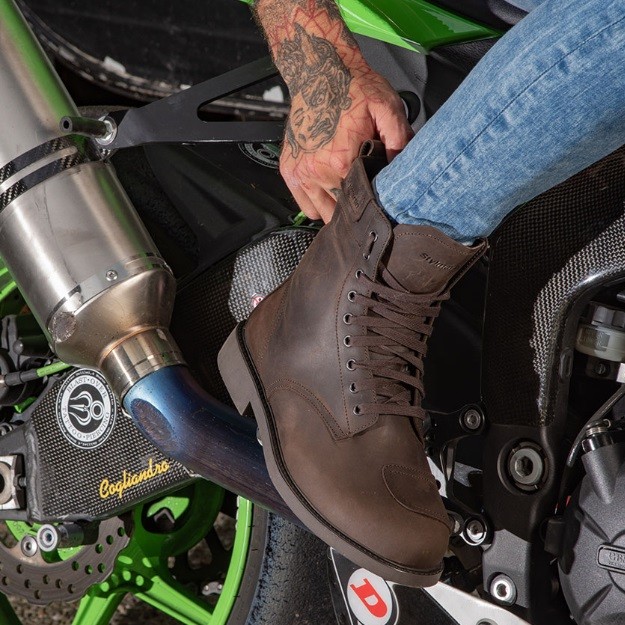 Scarpe Stivali moto pelle Stylmartin District Wp marrone brown waterproof shoes boots