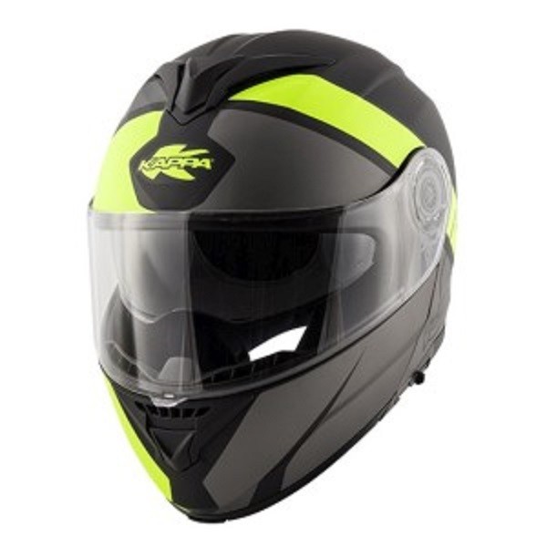 Casco modulare apribile Kappa Kv32 Orlando Linear titanio opaco giallo matt titanium yellow flip up Helmet