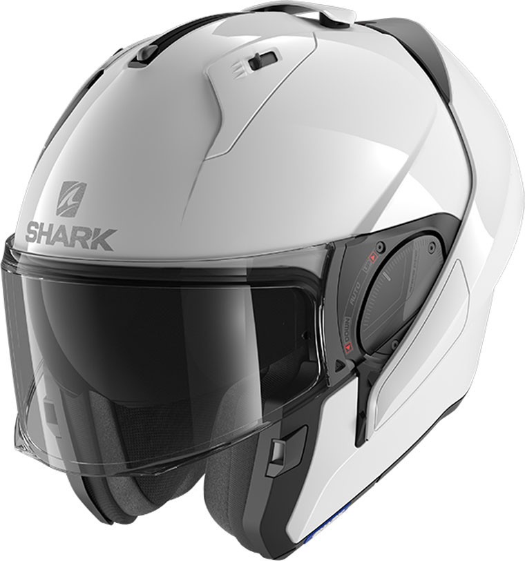 Casco modulare apribile reversibile moto Shark Evo Es bianco white helmet casque