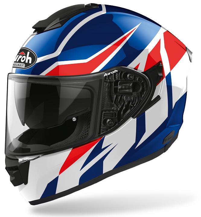 Casco integrale fibra moto Airoh St 501 Frost bianco rosso blu white red blue helmet casque