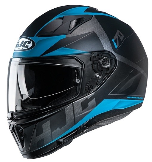 Casco integrale moto doppia visiera Hjc i70 Eluma MC2sf nero blu black Helmet casque