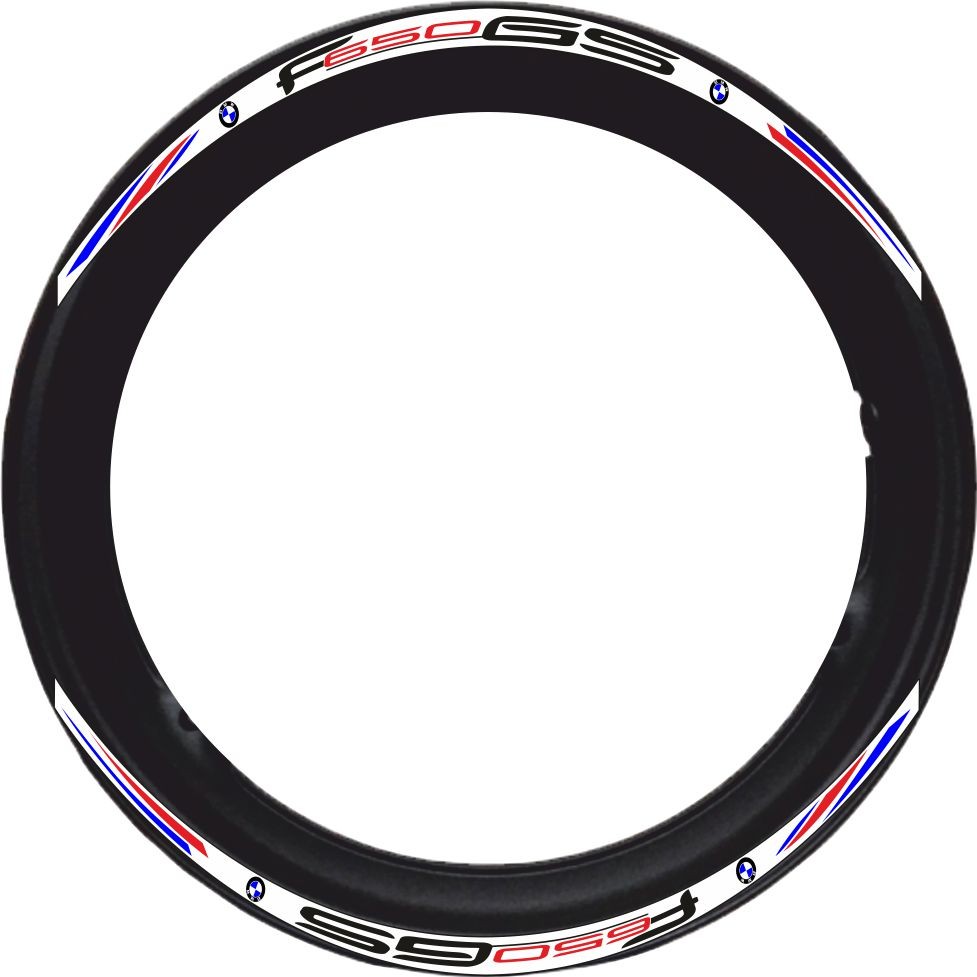 Adesivi cerchi Bmw F650 GS bianco white striscie ruota black wheel stickers