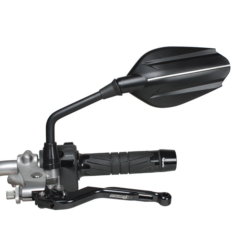 Coppia Specchietti omlogati moto universali attacco a manubrio 10mm mirrors Chaft Enjoy nero bianco black white IN1004