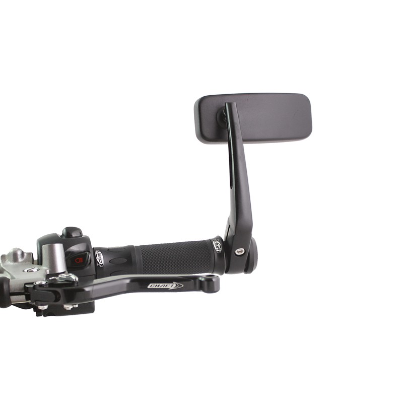 Coppia Specchietti bar end moto universali attacco a manubrio ø interno max 20 mm mirrors Chaft Softy Handle nero black IN219