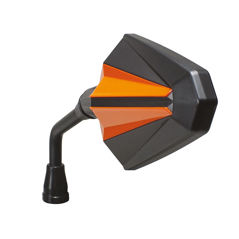 Coppia Specchietti moto universali omologati attacco a manubrio Chaft Glory nero arancione black orange IN400 mirrors