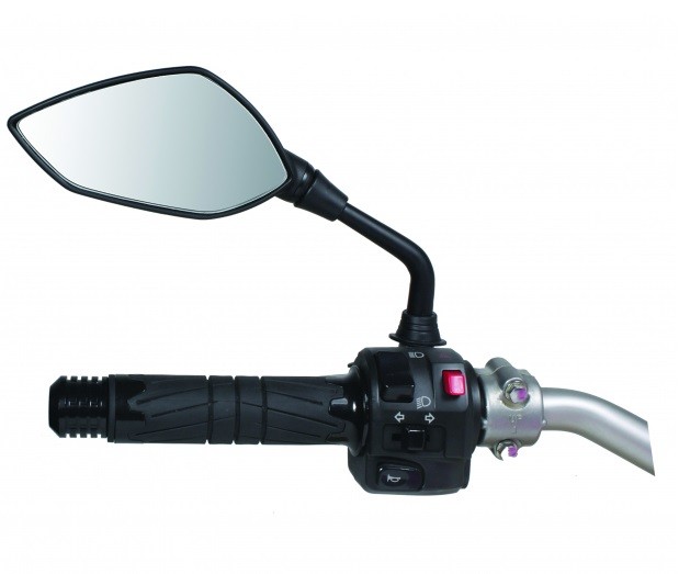 Coppia Specchietti moto universali attacco a manubrio Chaft Extra nero rosso black red IN687 mirrors