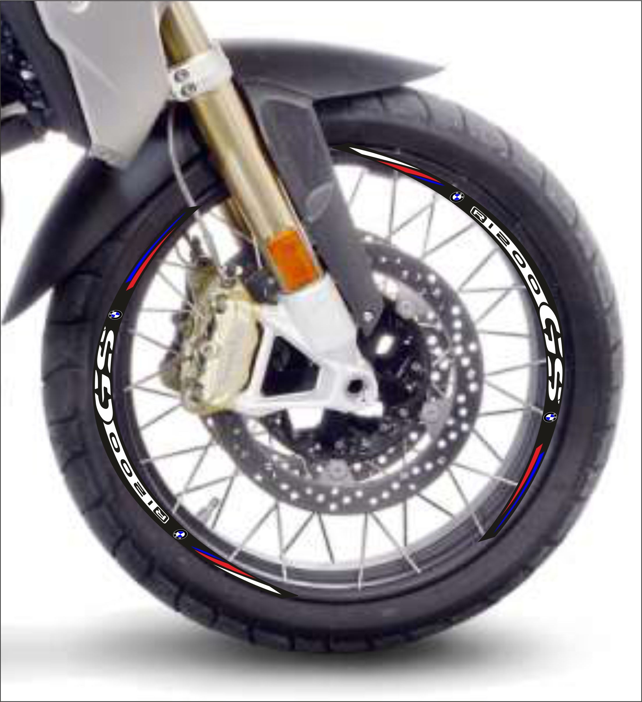 Adesivi cerchi Bmw R1200 GS base nero striscie ruota black wheel stickers