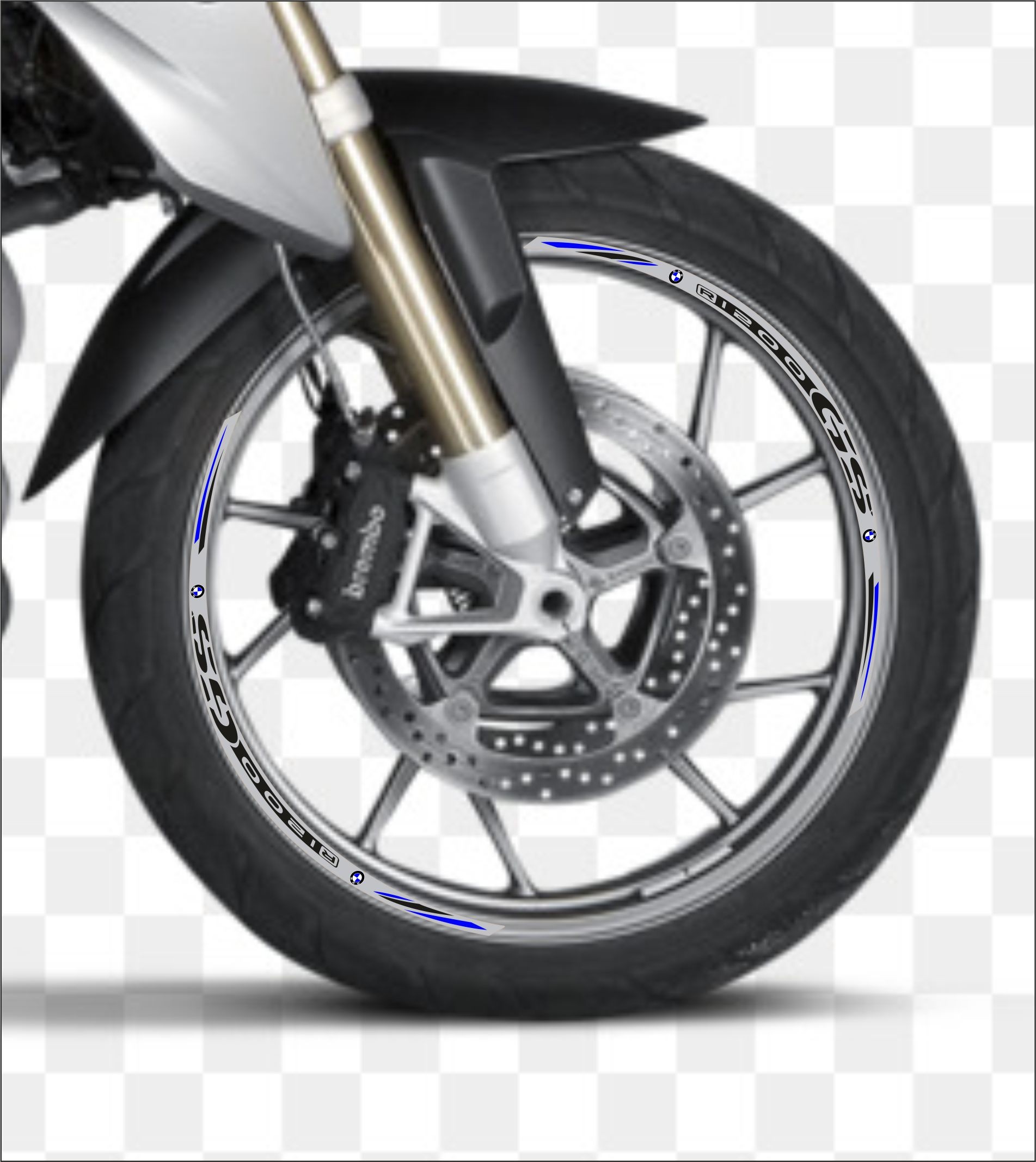 Adesivi cerchi Bmw R1200 GS base grigio striscie ruota grey wheel stickers