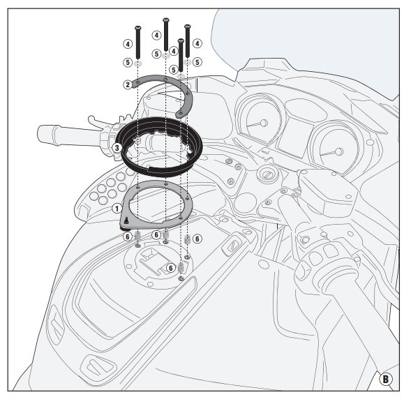 Flangia Givi BF47 Specifica per borsa serbatoio moto Bmw R1200 RT 2005-2013 Tanklock e tanklocked tank bag