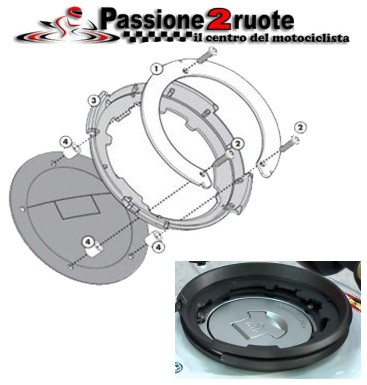 Flangia Givi BF12 Specifica per borsa serbatoio moto Ktm Duke 125 200 390 Tanklock e tanklocked tank bag