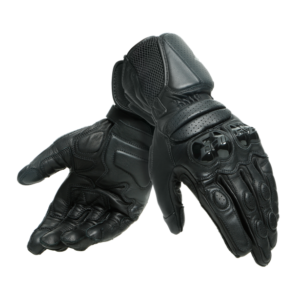 Guanti lunghi pelle moto racing pista corsa Dainese Impeto nero black gloves