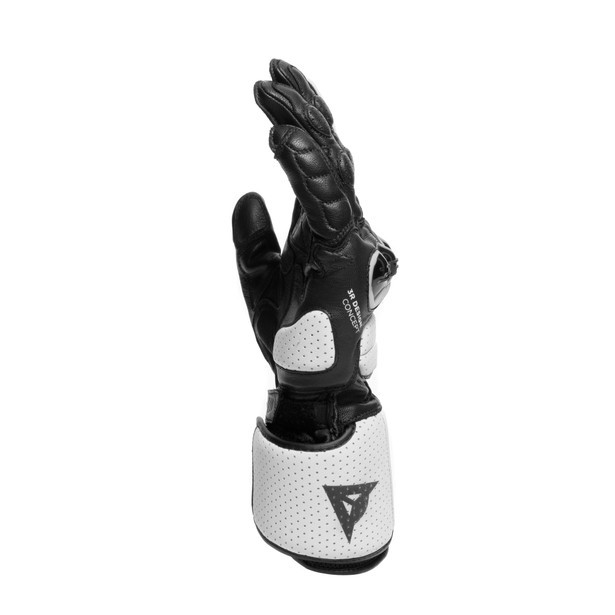 Guanti lunghi pelle moto racing pista corsa Dainese Impeto nero bianco black white gloves