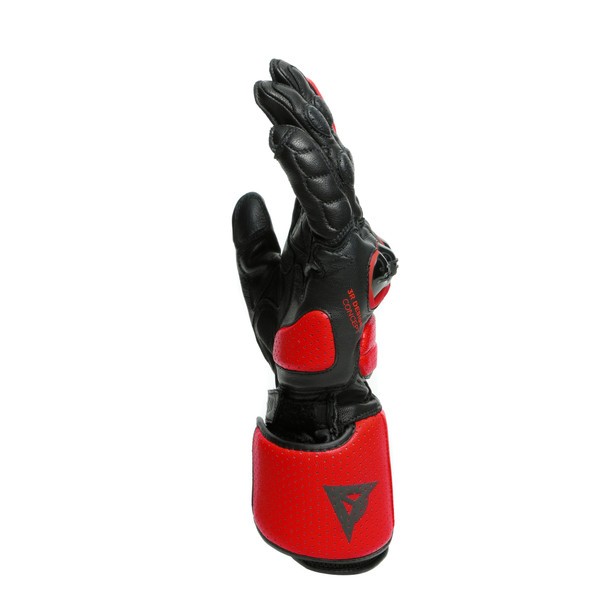 Guanti lunghi pelle moto racing pista corsa Dainese Impeto nero rosso black red gloves