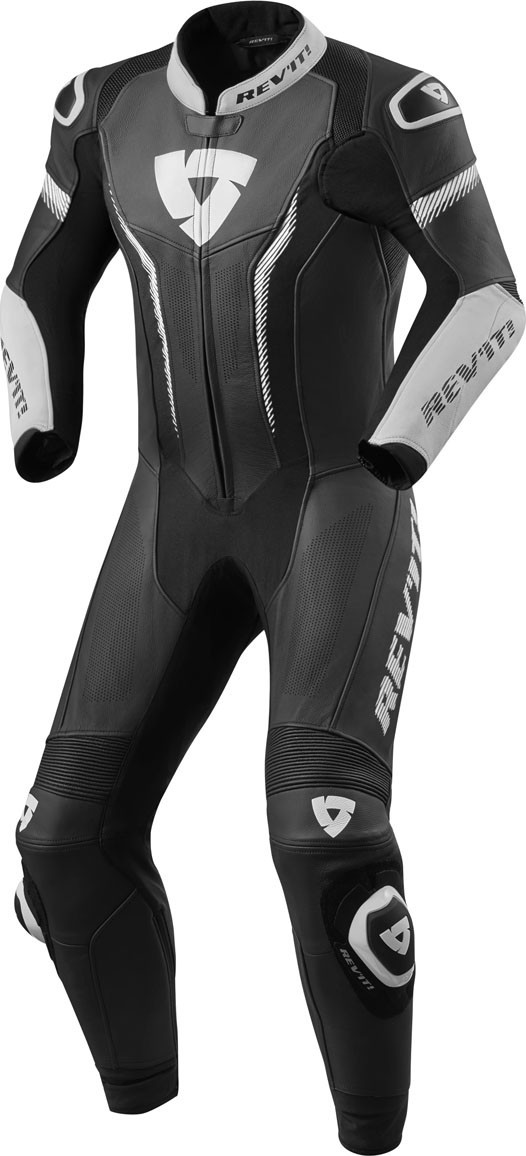 Tuta intera pelle racing pista corsa sport Revit Argon Nero bianco black white one piece leather suit