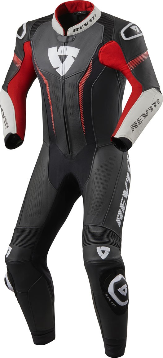 Tuta intera pelle racing pista corsa sport Revit Argon Nero bianco rosso black white red one piece leather suit