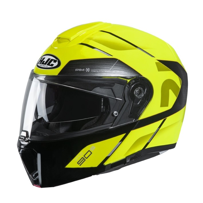 Casco modulare apribile fibra moto Hjc Rpha 90s Bekavo Mc3h nero giallo fluo black yellow flip up fiber Helmet casque