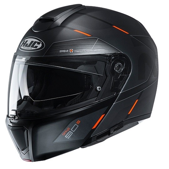Casco modulare apribile fibra moto Hjc Rpha 90s Bekavo Mc6hsf nero arancione black orange flip up fiber Helmet casque