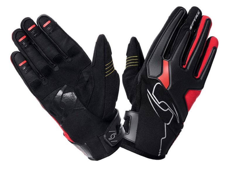 Guanti pelle moto Spyke Tech Short nero rosso Black red leather gloves