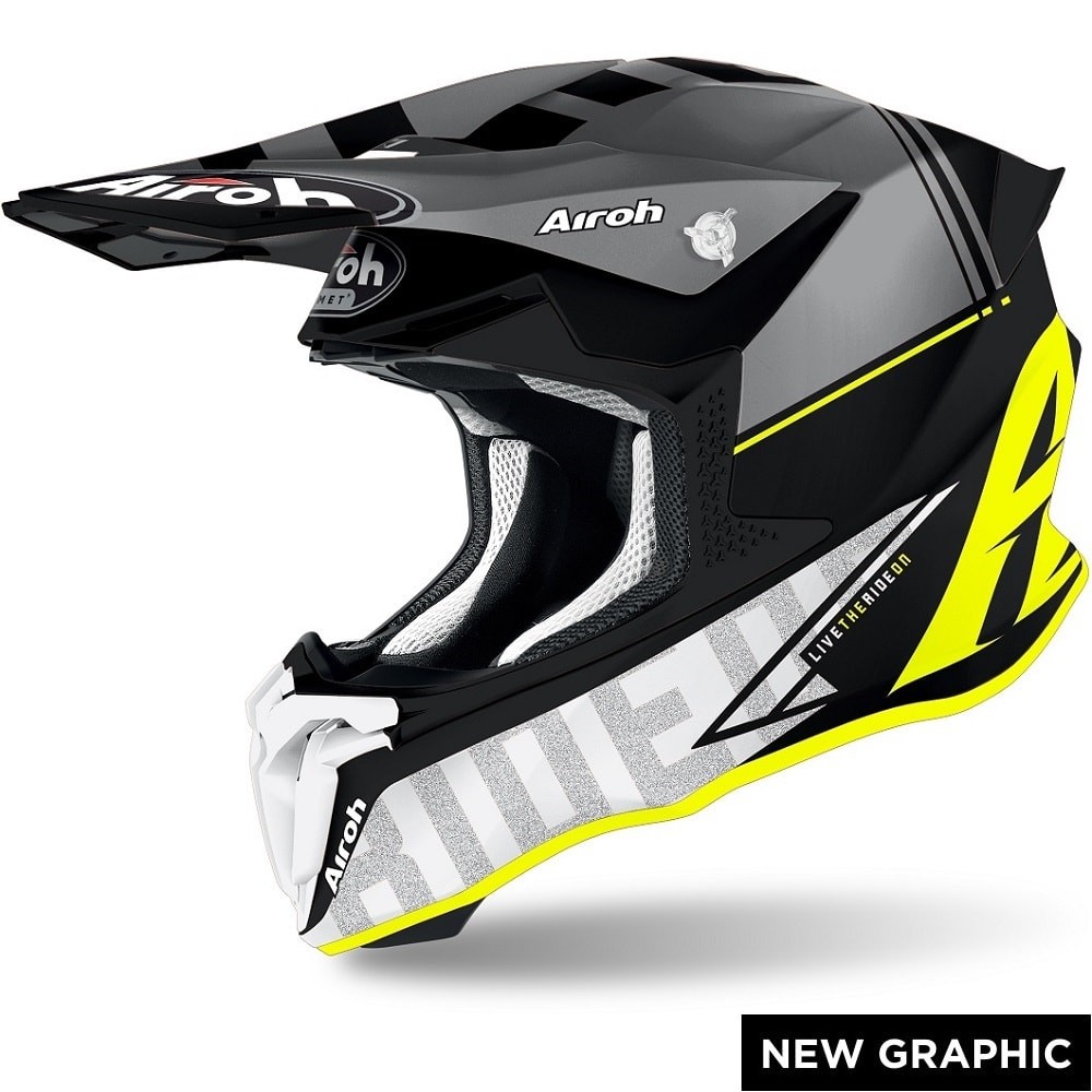 Casco moto cross off road Airoh Twist 2.0 Tech giallo opaco yellow matt TW2T31 helmet casque