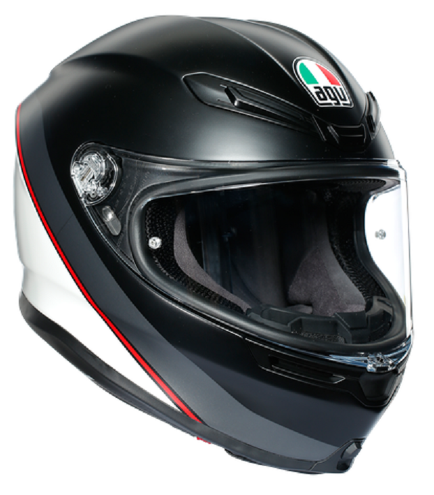 Casco integrale Agv K6 Minimal pure matt black white red helmet