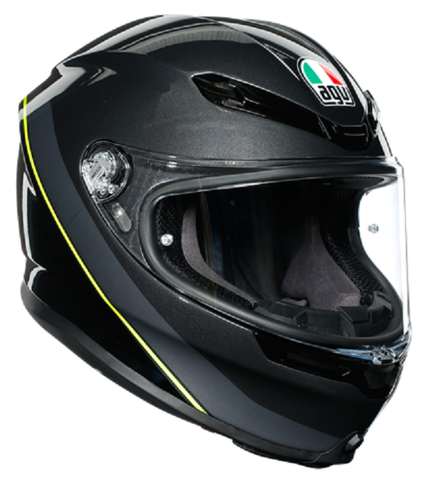Casco integrale Agv K6 Minimal gunmetal black yellow fluo helmet