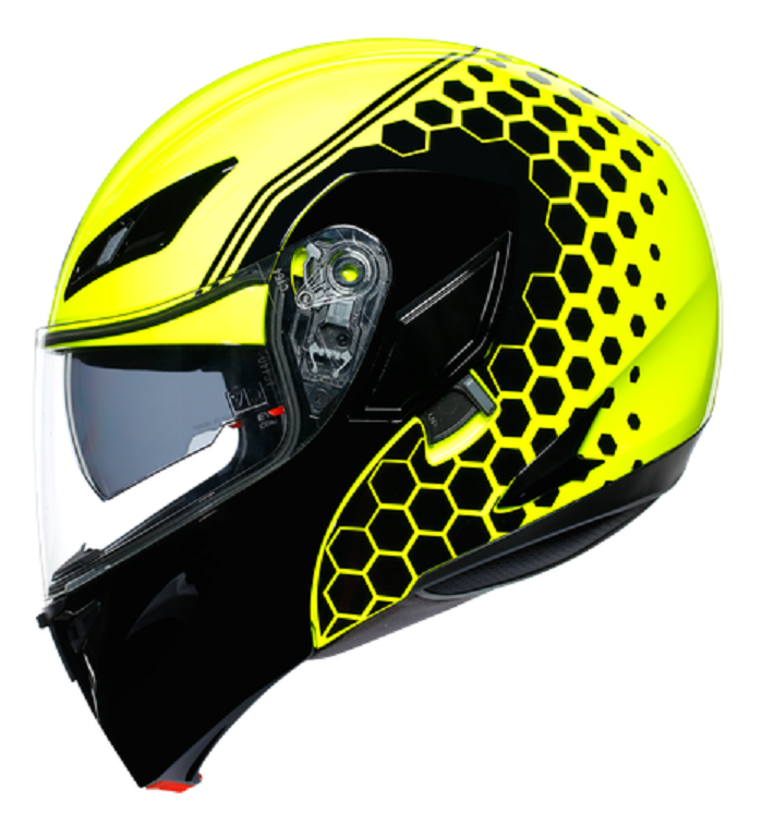 Casco modulare apribile moto Agv Compact ST pinlock Detroit giallo fluo nero yellow black flip up helmet