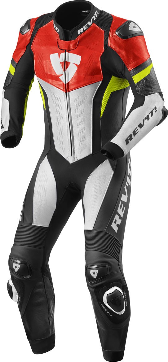 Tuta intera pelle racing pista corsa sport Revit Hyperspeed Nero rosso giallo neon red yellow one piece leather suit