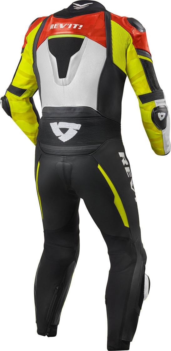 Tuta intera pelle racing pista corsa sport Revit Hyperspeed Nero rosso giallo neon red yellow one piece leather suit
