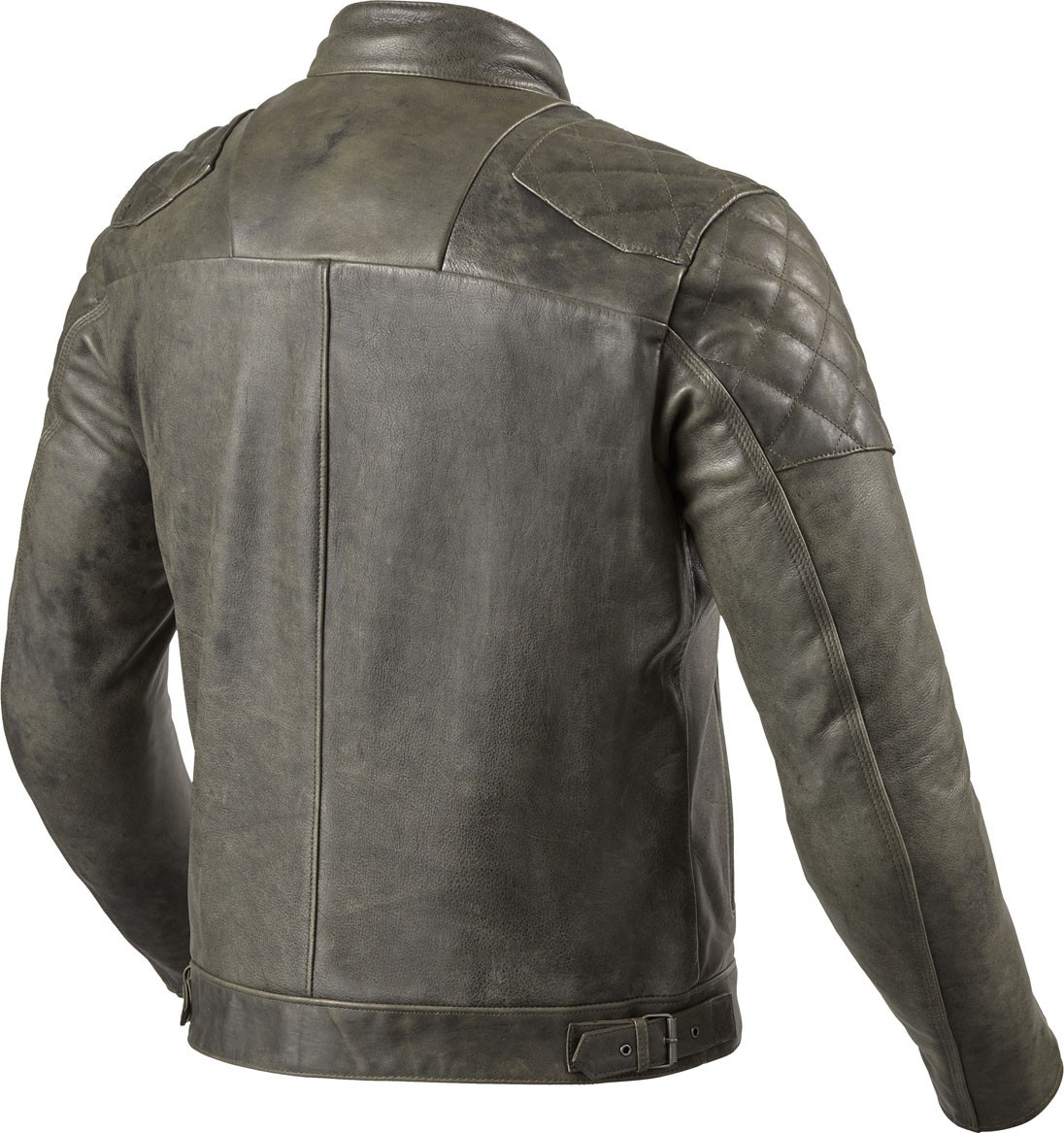 Giacca pelle moto Rev’it Cordite verde oliva olive green leather jacket retro